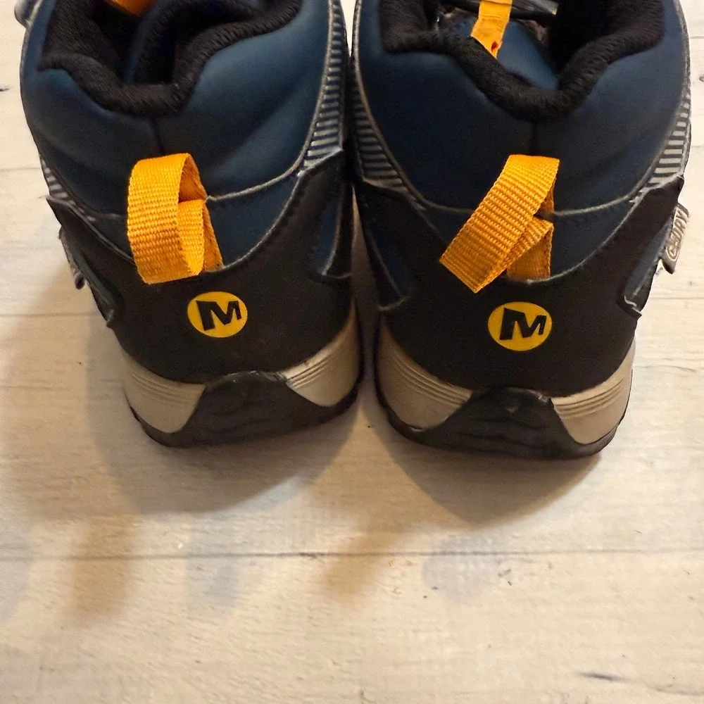 Merrell kids‎ hiking shoes boots grey blue orange big kids size 4
